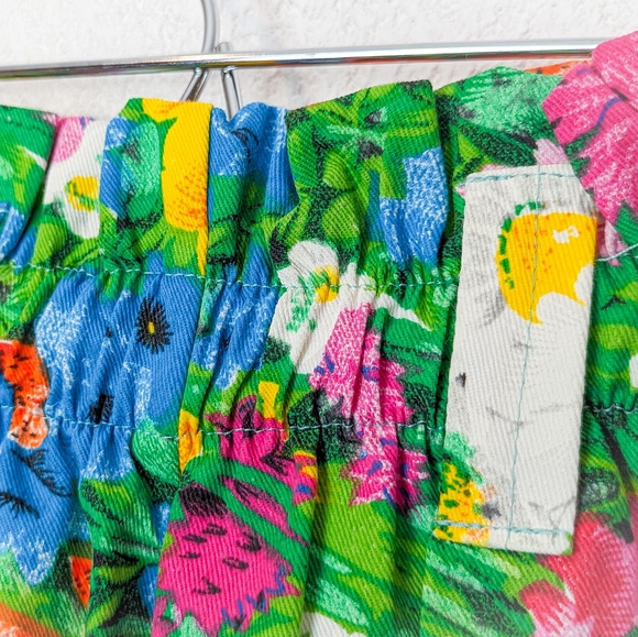 Vintage Free Size Rare NWT 100% Cotton Floral Pants Paper Bag High Rise En Trac - Picture 3 of 13